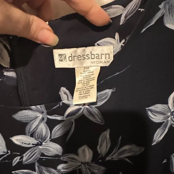 dressbarn Navy Sleeveless Midi Dress with Light Blue Floral Print - Picture 3 of 3